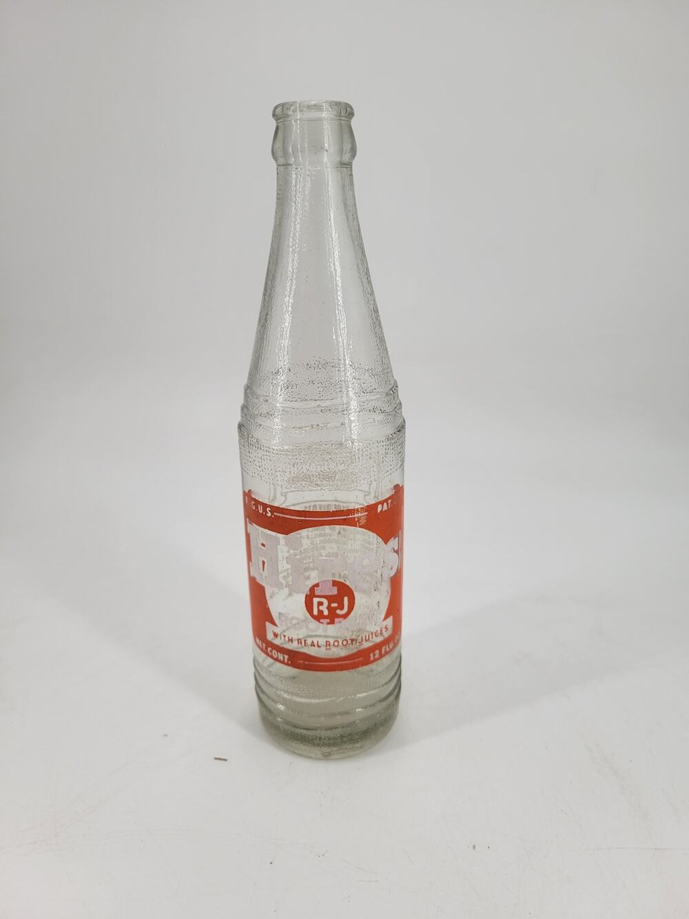 Vintage 40s 50s Hires R-J Root Beer Bottle 12oz ACL Soda Glass Philadelphia, PA